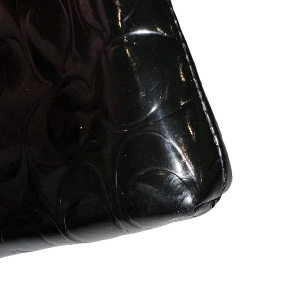 Coach VTG Y2K Monogram Patent Black Leather Wristlet Coin Purse NO WRIST STRAP - Picture 5 of 14